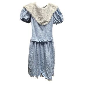 Vintage Bryan girls size14 puff sleeves - lace bib collar
